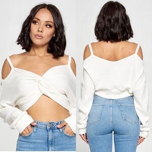 WinWin Off-Shoulder Cream Sweater